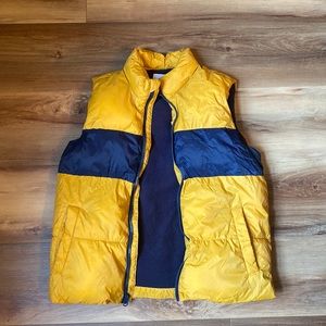 Old Navy gold and navy puffer vest youth large